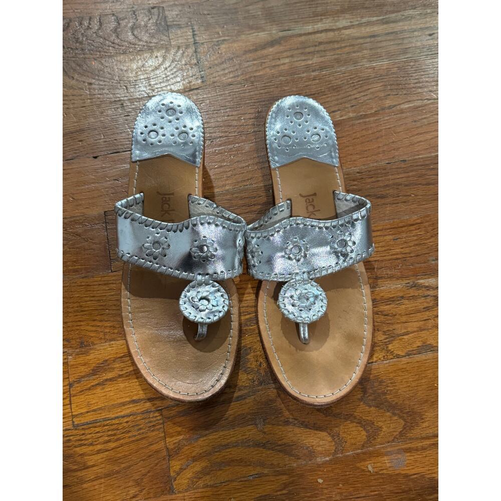 Jack Rogers Gold Wood Wedge Sandals size 8